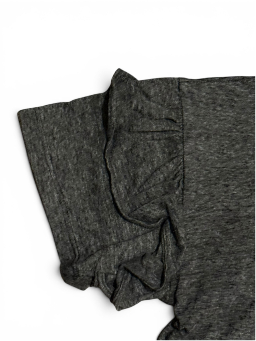 LivyLu Women’s Oklahoma Ruffle Sleeve Graphic Tee Sz L Charcoal Heather Gray OSU - Picture 4 of 8